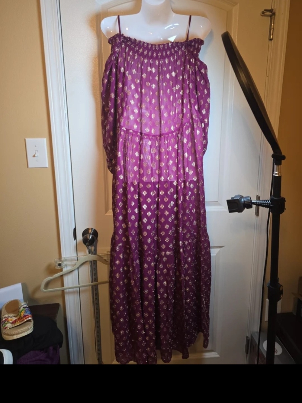 Lilly Pulitzer teired off shoulder maxi Beach coverup dress Size Small
